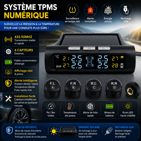 Système de surveillance TPMS BAR PSI