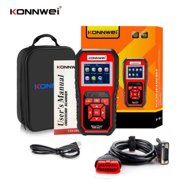 Valise de diagnostic automobile Konnwei KW850 avec grand écran couleur et connecteur OBD2.