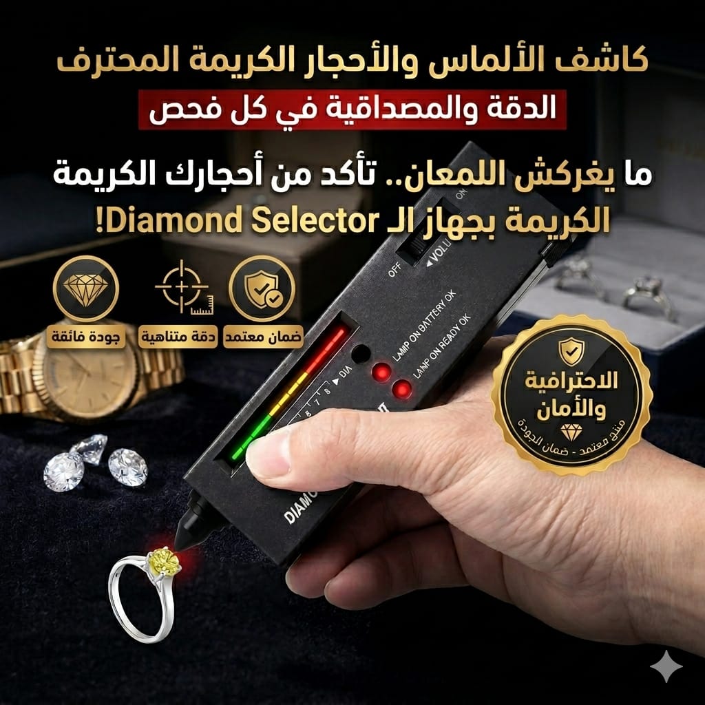 Testeur de diamant électronique professionnel Diamond Selector II avec alertes sonores et indicateur LED pour bijoux et pierres précieuses, disponible en Tunisie