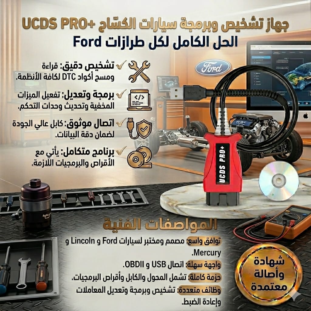 Interface UCDS Pro Tunisie - Outil de Diagnostic et Programmation Ford au Meilleur Prix Câble de diagnostic UCDS Pro V1.27 full activé pour programmation, codage et chiptuning Ford et Mazda, disponible en Tunisie.