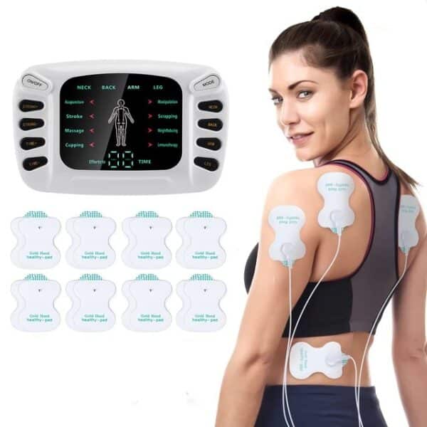 Outil de massage électrique TENS, combinant acupuncture et EMS pour une thérapie numérique efficace. Soulage les douleurs musculaires et favorise la détente, idéal pour un bien-être optimal.