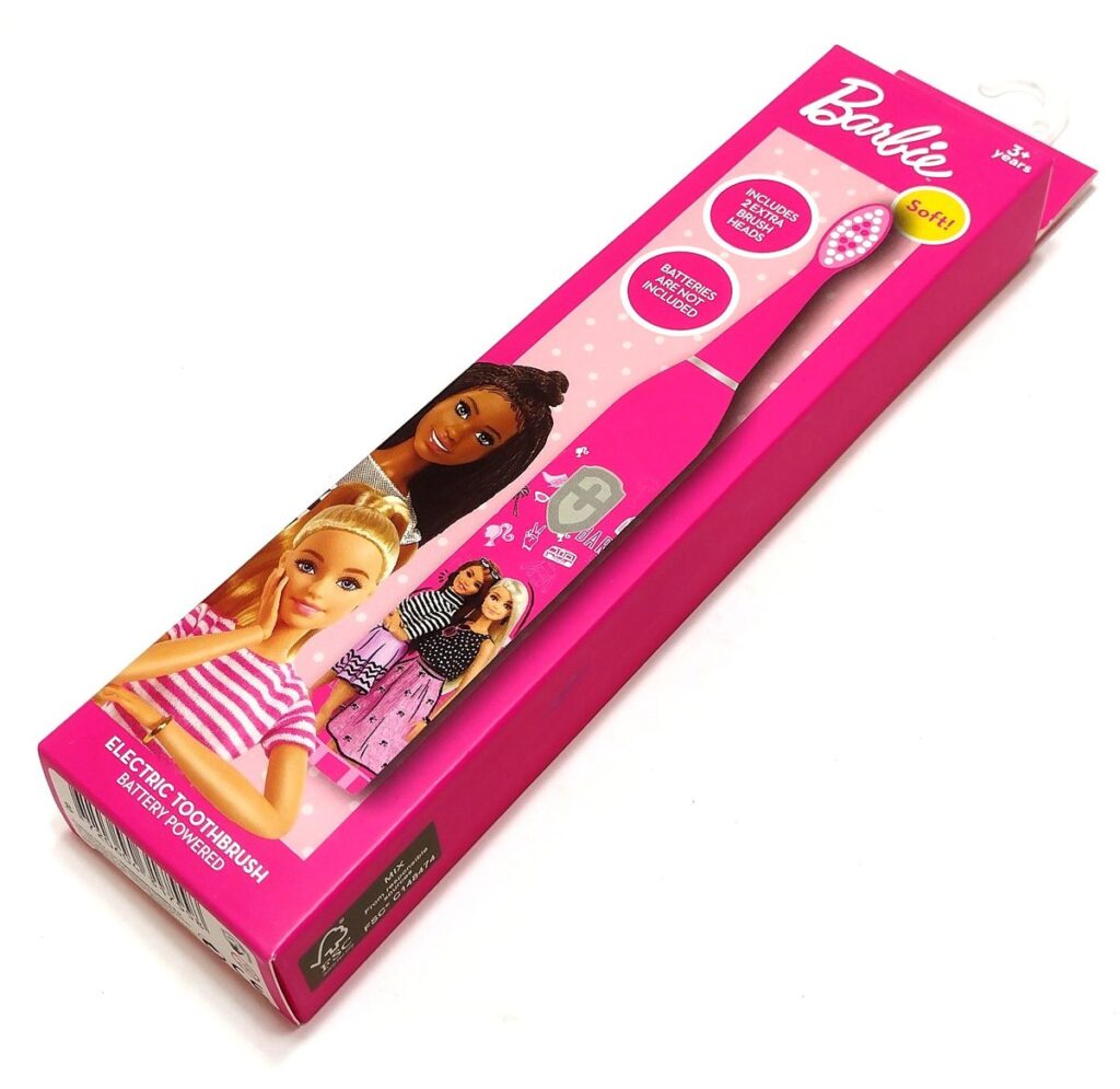 http://Brosse%20à%20dents%20électrique%20pour%20enfant%20–%20Barbie%20pour%20filles%20avec%203%20têtes%20incluses