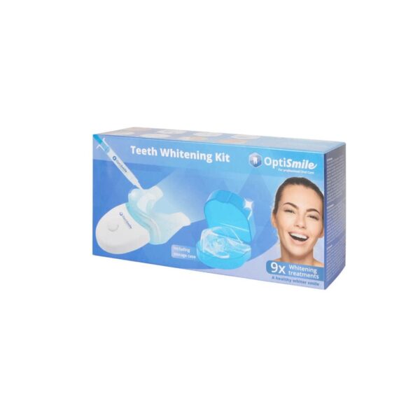 Kit de blanchiment dentaire à domicile avec gouttière ergonomique et lampe de blanchiment à technologie LED bleutée, disponible en Tunisie.